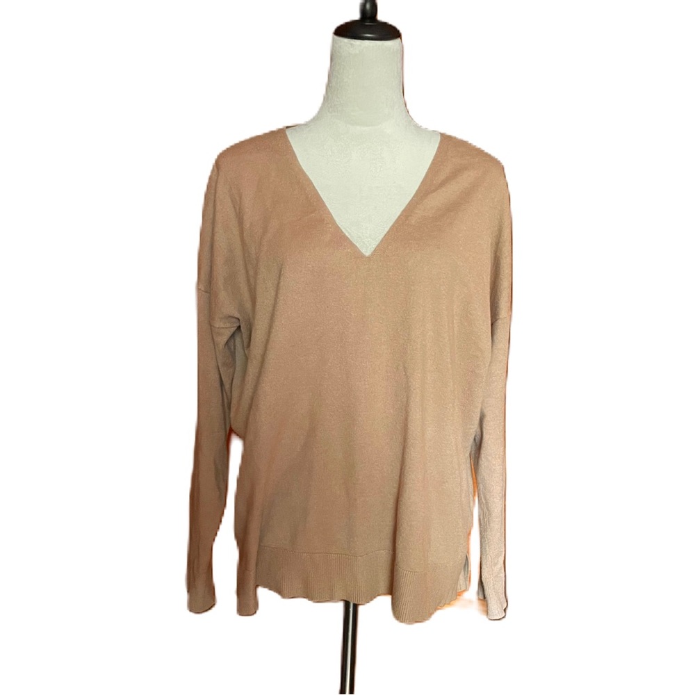 Prologue Tan Camel Neutral V Neck sweater Sz XL